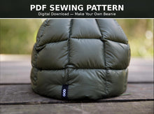 Load image into Gallery viewer, GOG Down Beanie PDF Sewing Pattern – Ultralight Quilted Hat for Hiking, Camping &amp; Skiing, Adjustable Drawcord, One Size (Digital Download)