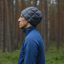 Load image into Gallery viewer, Goose Down Beanie – Grey, Ultralight Packable Winter Hat for Hiking &amp; Outdoor Adventures