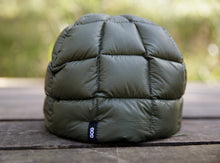 Load image into Gallery viewer, Goose Down Beanie – Olive Green, Ultralight Packable Winter Hat for Hiking &amp; Outdoor Adventures