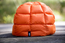 Load image into Gallery viewer, Goose Down Beanie – Orange, Ultralight Packable Winter Hat for Hiking &amp; Outdoor Adventures