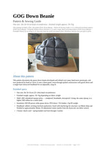Load image into Gallery viewer, GOG Down Beanie PDF Sewing Pattern - Quilted Goose Down Hat with Adjustable Drawcord Headband, One Size Digital Download
