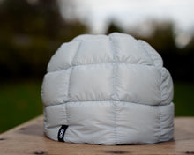 Load image into Gallery viewer, Goose Down Beanie – Silver, Ultralight Packable Winter Hat for Hiking &amp; Outdoor Adventures